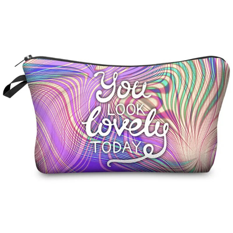 

Letter Print Women Cosmetic Bag Multicolor Pattern Makeup Bags Cute Cosmetics Organizers For Travel Ladies Pouch