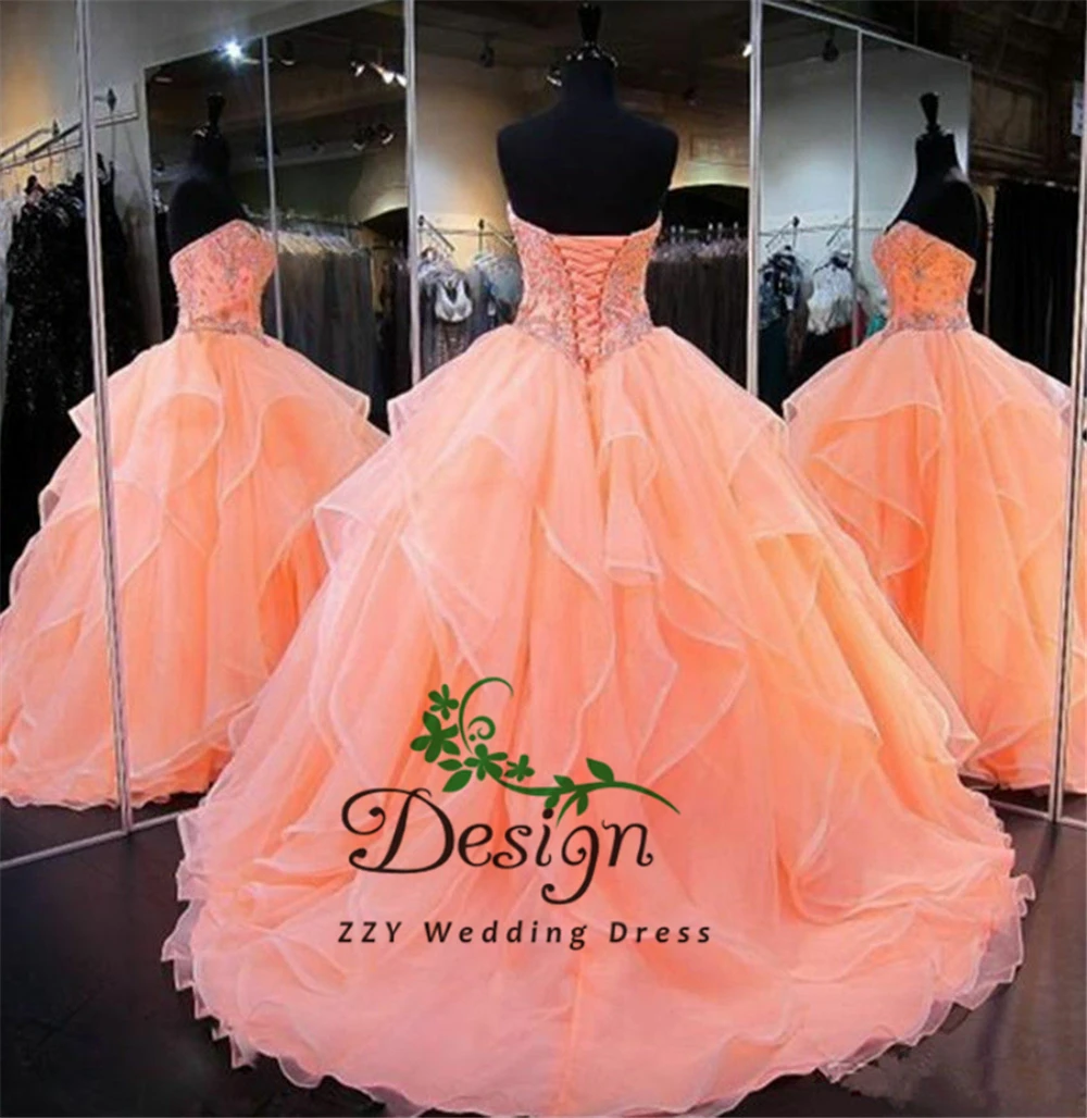 

Vestidos De 15 Anos Quinceanera 2019 Sweetheart Neckline Beading Crystals Multi-Layers Court Train Ball Gown Quinceanera Dresses