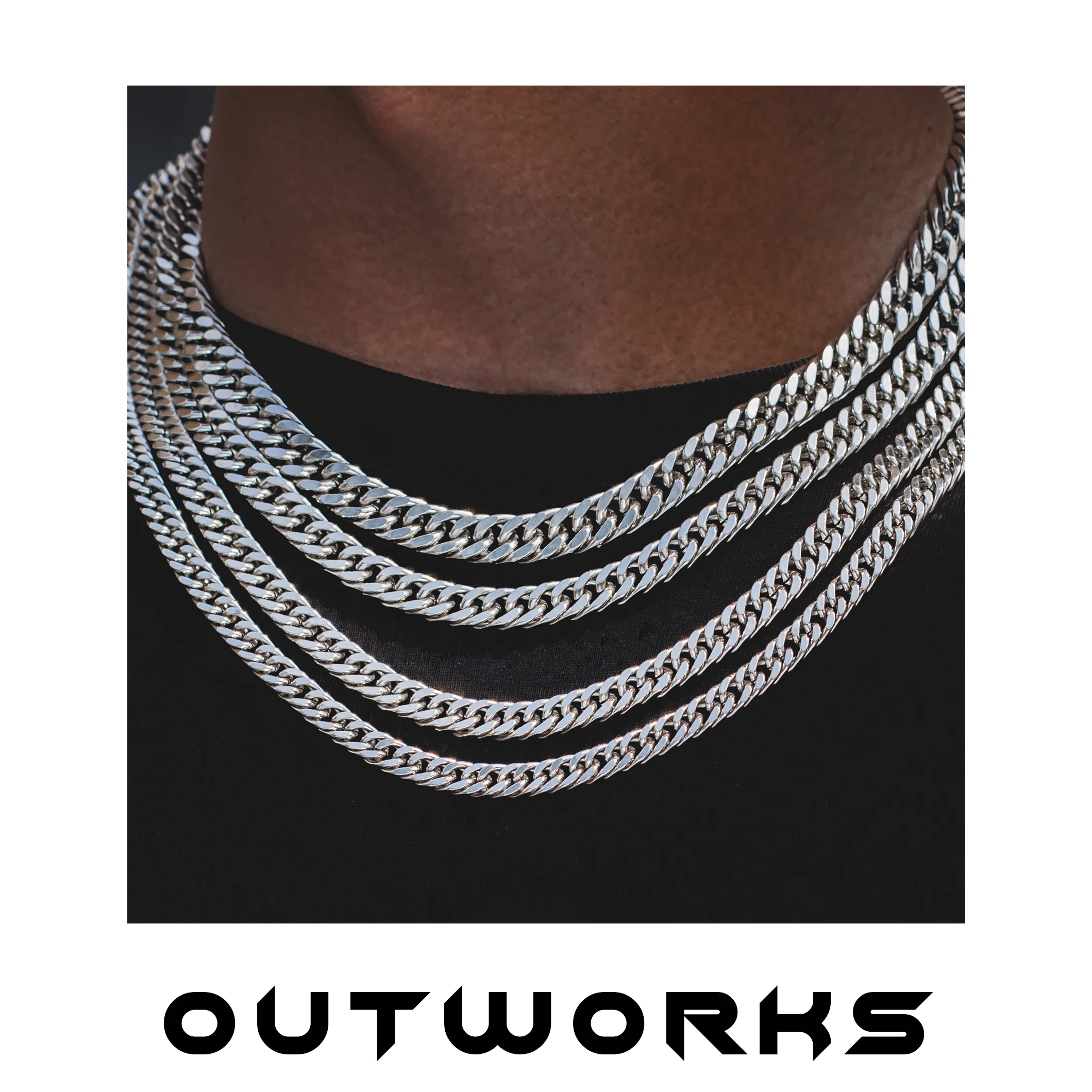

Outworks Classic Punk Hip Hop Fashion Titanium steel Dense Cuban chain Necklace For Men Women Girls Party Jewelry 7MM 9MM 11MM