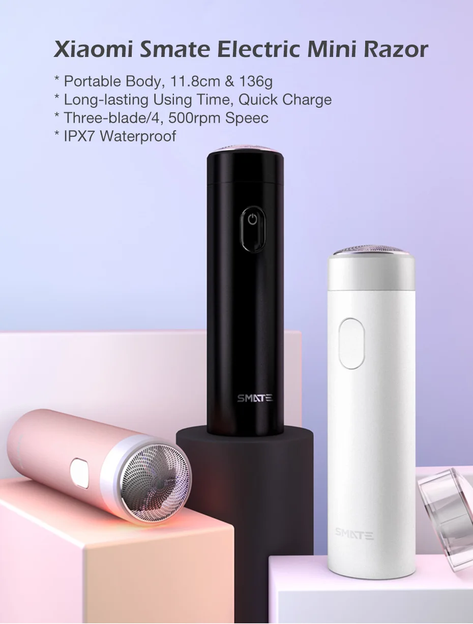 Xiaomi Mijia SMATE USB электрическая бритва мини Портативная Мужская бритва Водонепроницаемая моющаяся бритва с одним лезвием машинка для бритья триммер для бороды