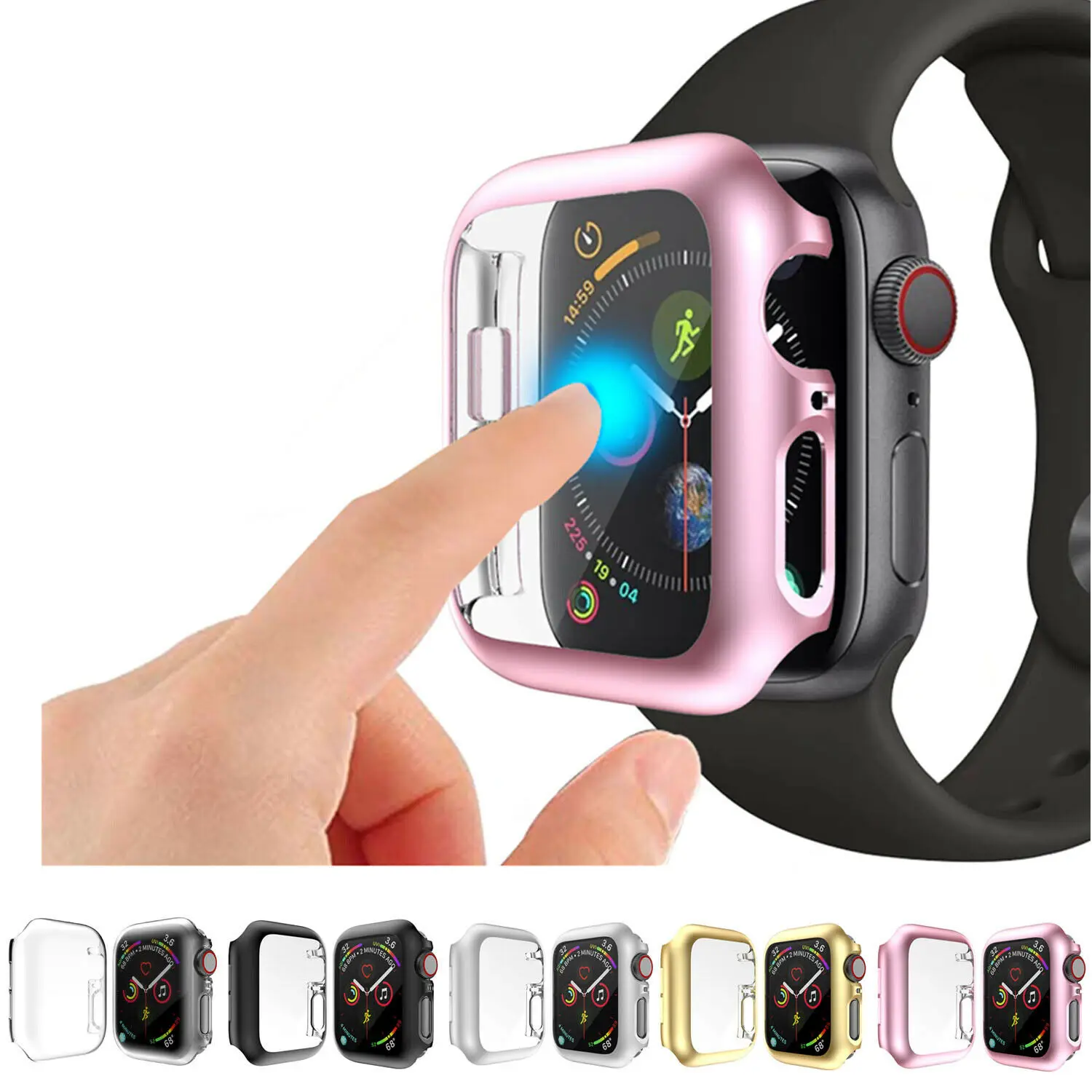Plating PC Watch Cover for Apple Series 5 Case 360 Degree Screen Protector Shell iWatch 4 44MM 40MM | Наручные часы
