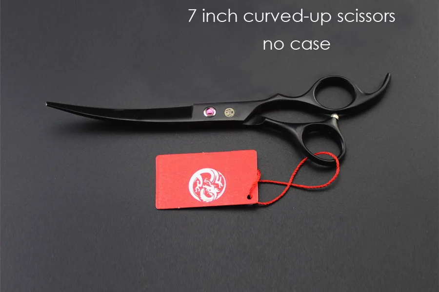 curved up no case 7 дюймов профессиональные ножницы для стрижки собак прямые филировочные Изогнутые Ножницы стрижка для домашних животных инструменты - Цвет: curved up no case