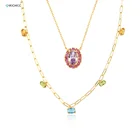 KIKICHICC 925 Стерлинговое серебро золотой розовый красный циркон кулон Длинная цепочка ожерелье чокер Роскошные ювелирные изделия 2021 Свадебные украшения