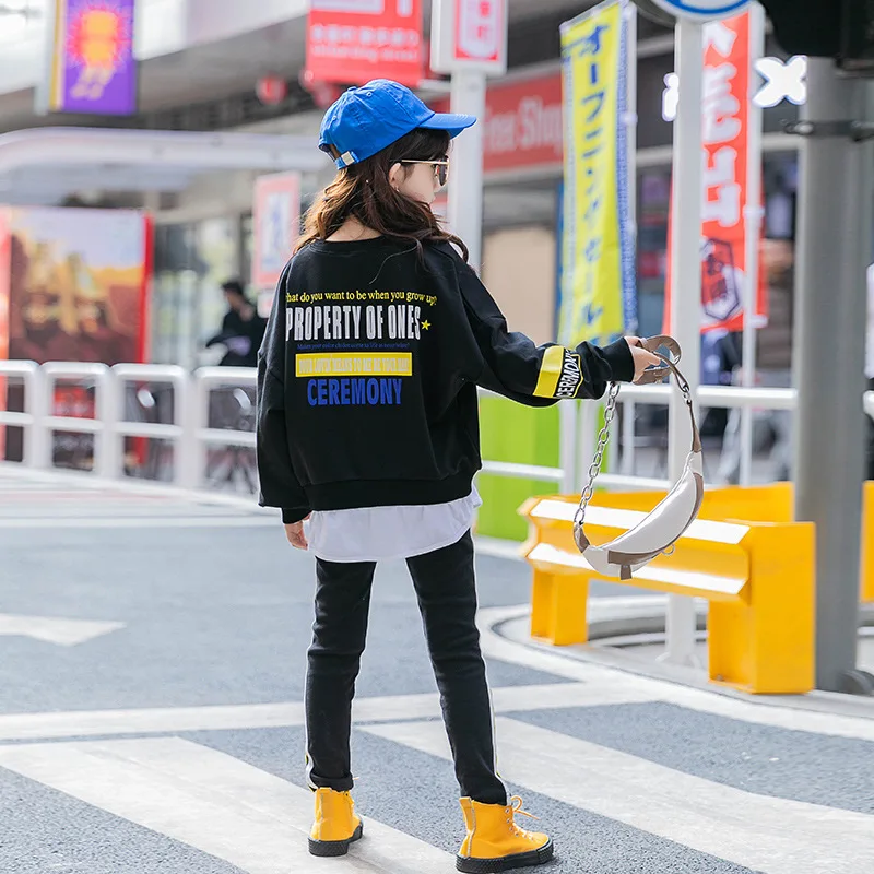 

Детские модные костюмы с леггинсами для девочек 8-10 лет, 2021 свитер, комплекты одежды с длинными рукавами