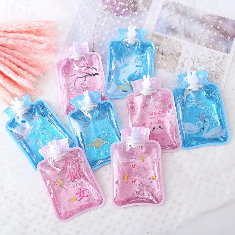 Симпатичная прозрачная Бутылка горячей воды теплый живот сокровище грелка для