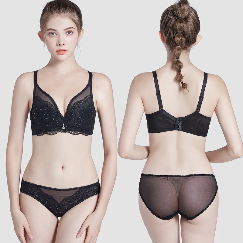 

Lingerie Sexy Hot Intimates Bra Sets Panty G-string Transparent Lace Brief SetsUnderwear ropa interior sujetador sous-vetements