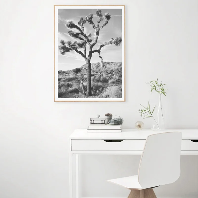 Настенная Картина на холсте с изображением дерева Джошуа плакат пустыни черно