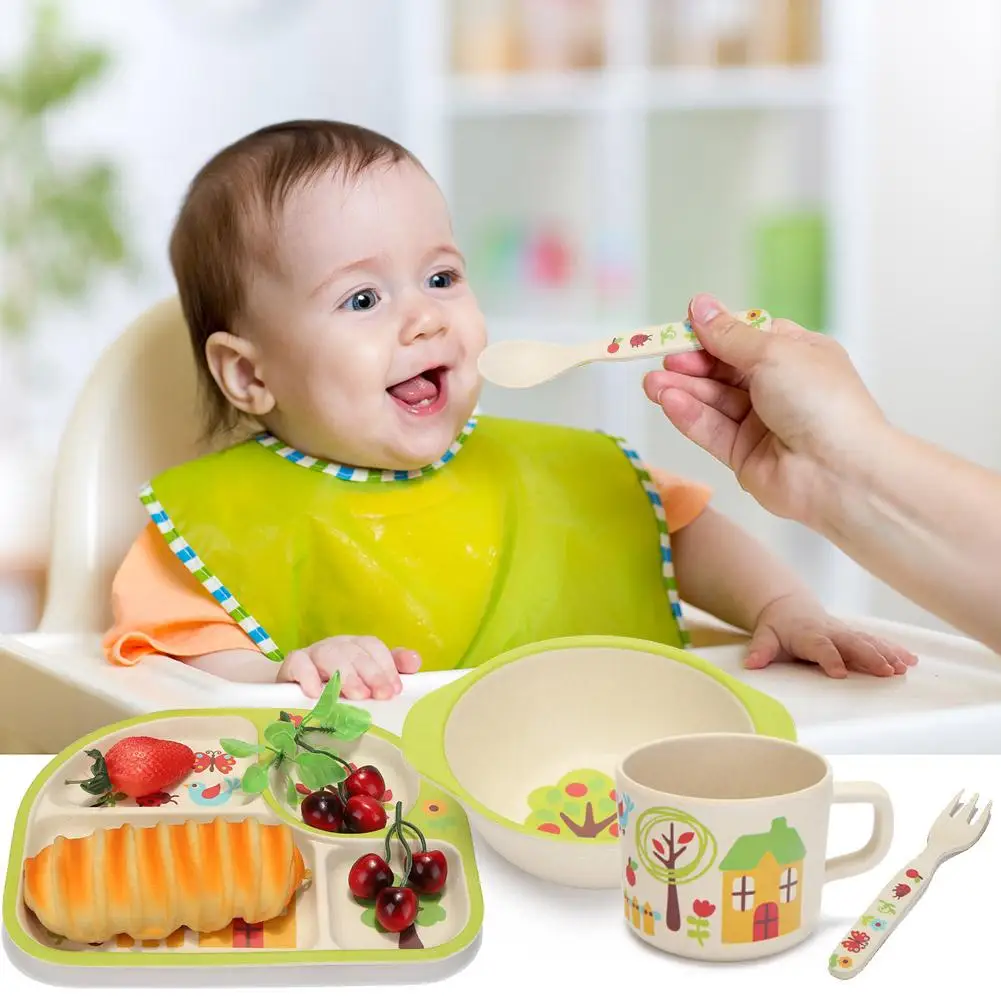 

Infants Separation Feeding Tray Dinnerware Set for Kids Safe Material Clean after One Rinse Effectively Avoid Bacterial Residues