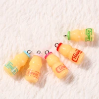 10pcs 2311mm resin milk bottle charms flatback food crafts for necklace keychain pendant earring diy making