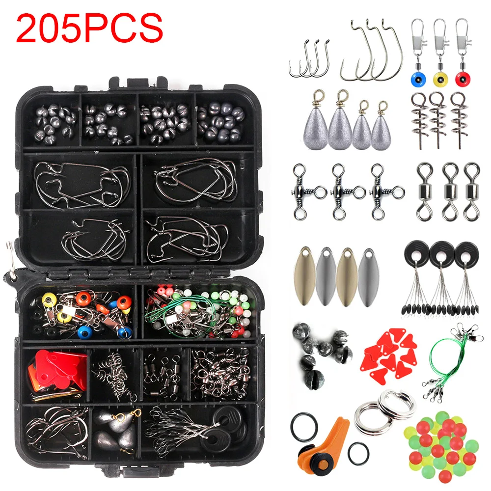 

Fishing Tackle Kit Set Octopus Hooks Barrel Swivels Sinker Slides Spoon Lures Fishing Accessories For Father'S Day Gift