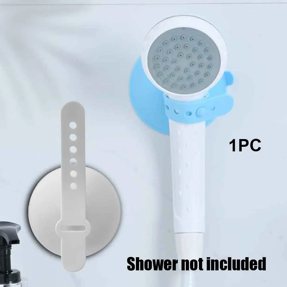 

Adjustable Strap Silicone Bathroom Accessories Non Slip Wall Mounted Shower Head Holder Waterproof Strong Suction Heat Resistant