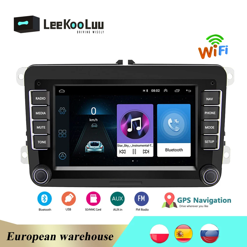 LeeKooLuu " Мультимедиа для Android плеер wifi gps навигация FM Авторадио 2 Din Автомобильный Радио для Skoda VW Passat B6 Polo Golf 4