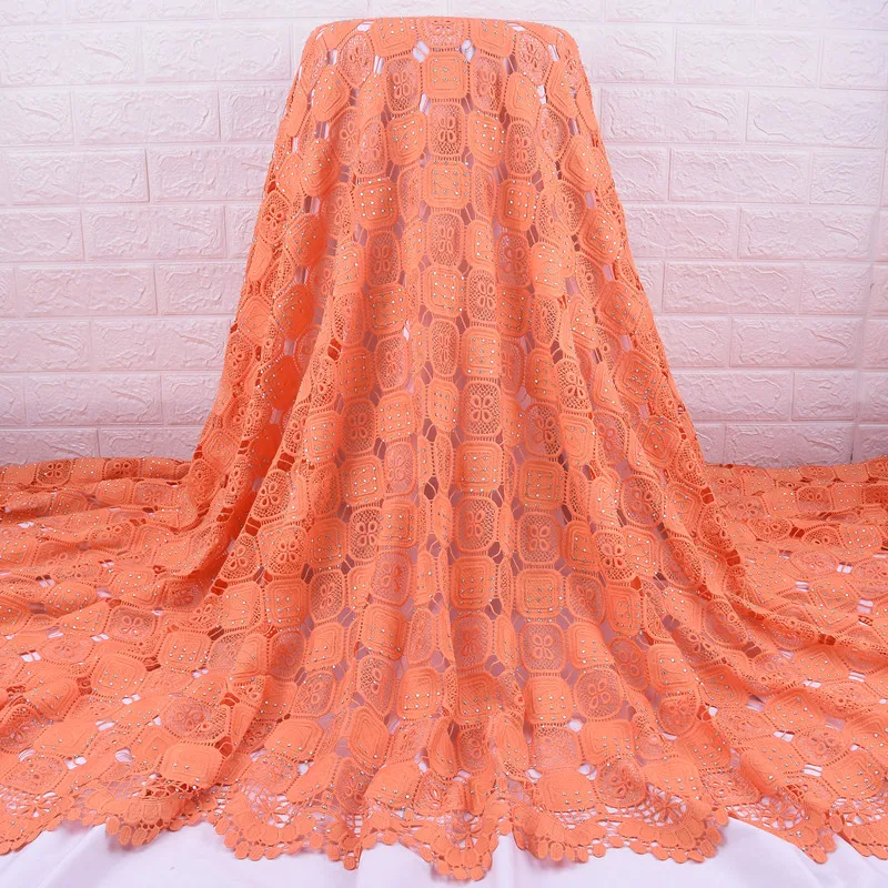 Zhenguiru Bright Diamond Guipure Cord Fabric Square Shape African Lace Fabric Mesh Nigeria Fabric For Women Wedding Party A2030