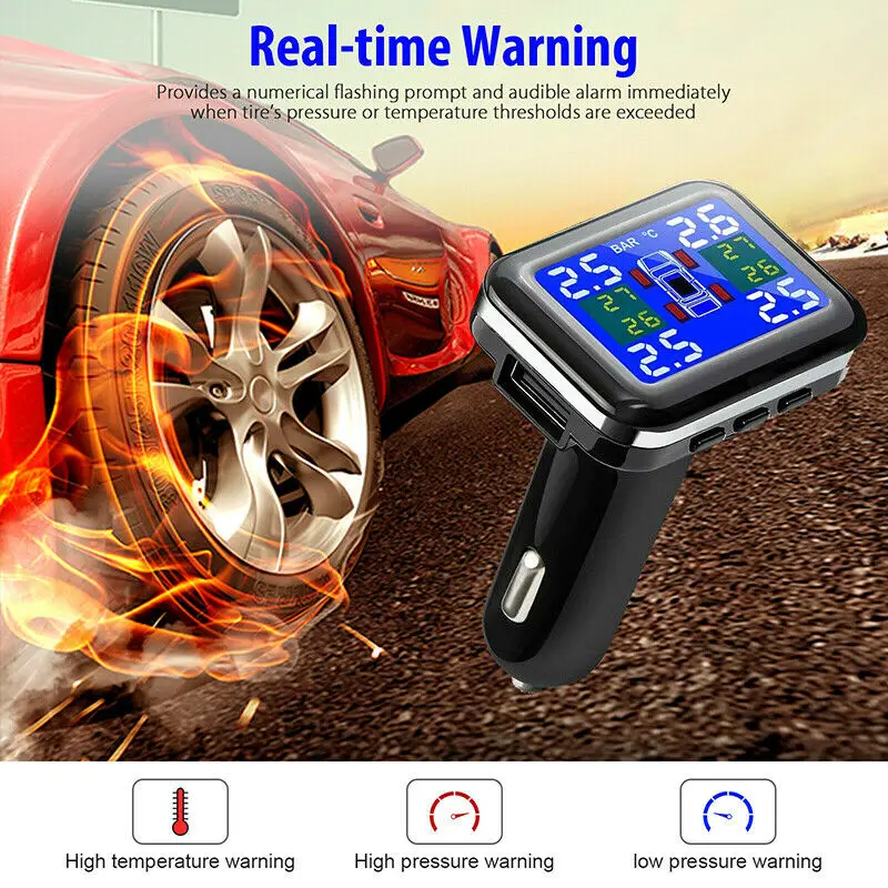 

Universal LED Wireless Tire Pressure Monitoring System with 4 External Sensors