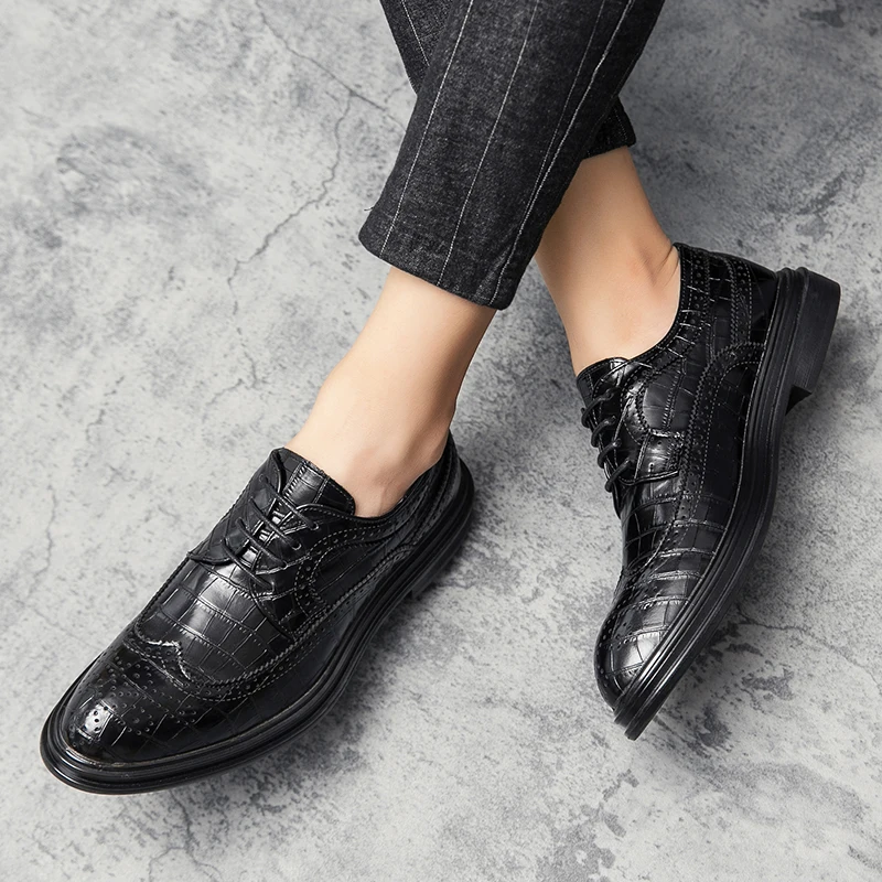 Мужские классические туфли-оксфорды коричневые кожаные туфли с перфорацией на