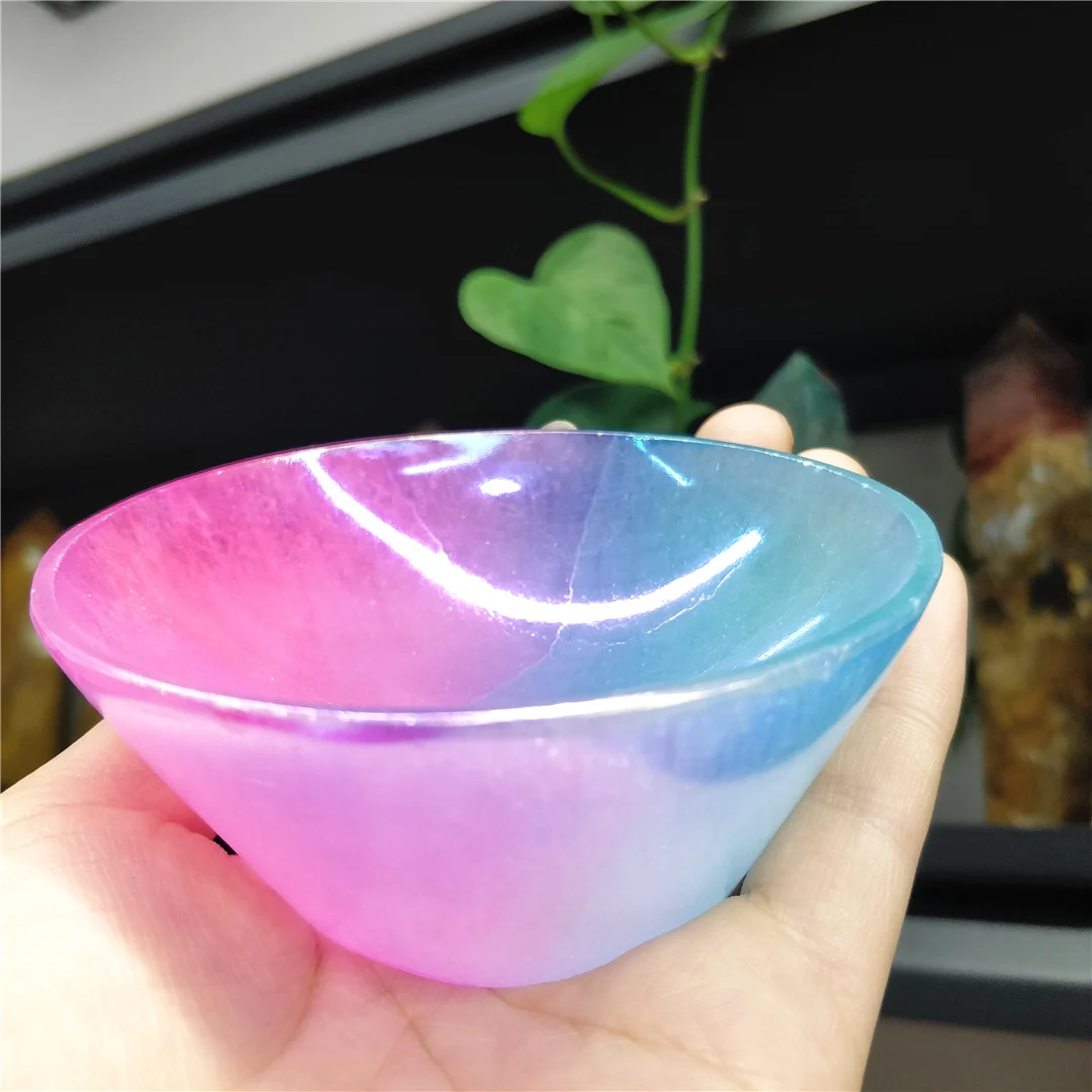 Природный Кварц селенит минеральные гальванизированные чаши кошачий глаз