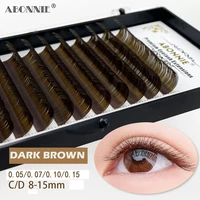 abonnie brown eyelash extension 815mm cd curl faux mink false eyelashes matte brown color individual tray lashes