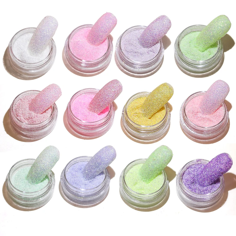 Блестящий сахарный песок для дизайна ногтей набор Русалка трение светящийся