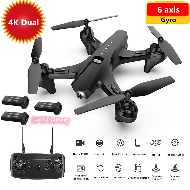 

Optical Flow Positioning 4K HD Dual Camera WIFI FPV Foldable RC Quadcopter Aerial Photography 360 Degree Rolling VS KF609 SG107