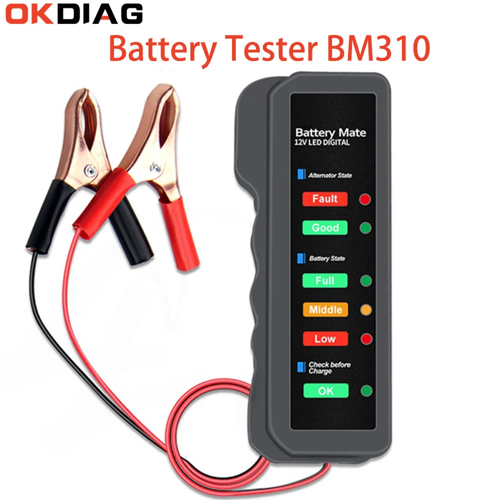 

Auto Car Battery Tester BM310 12V Digital Test 6 LED Display Analyzer Alternator State Check Automotive Scanner Testing Tool