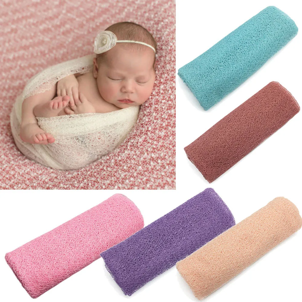 

8 color Newborn Photography Props Baby Wraps Photo Shooting Accessories Photograph Studio Blanket Backdrop Lace Elastic Fabric