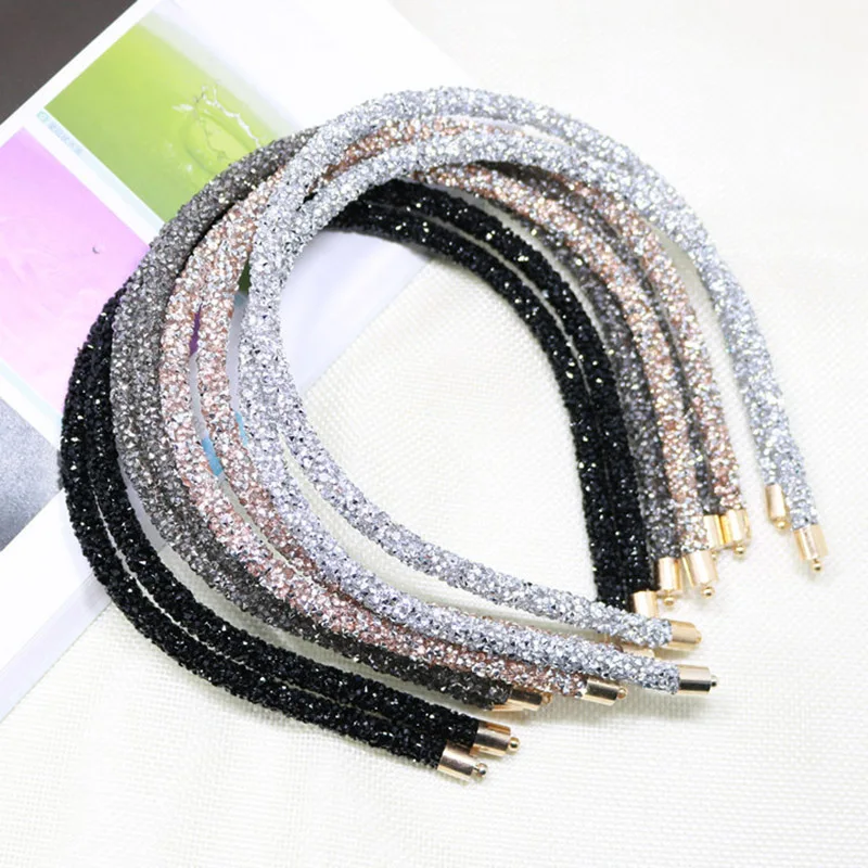Мода Корея кристалл оголовье для женщин горный хрусталь Hairband шикарный ободок волос обруч Девушки аксессуары для волос простой головной убор