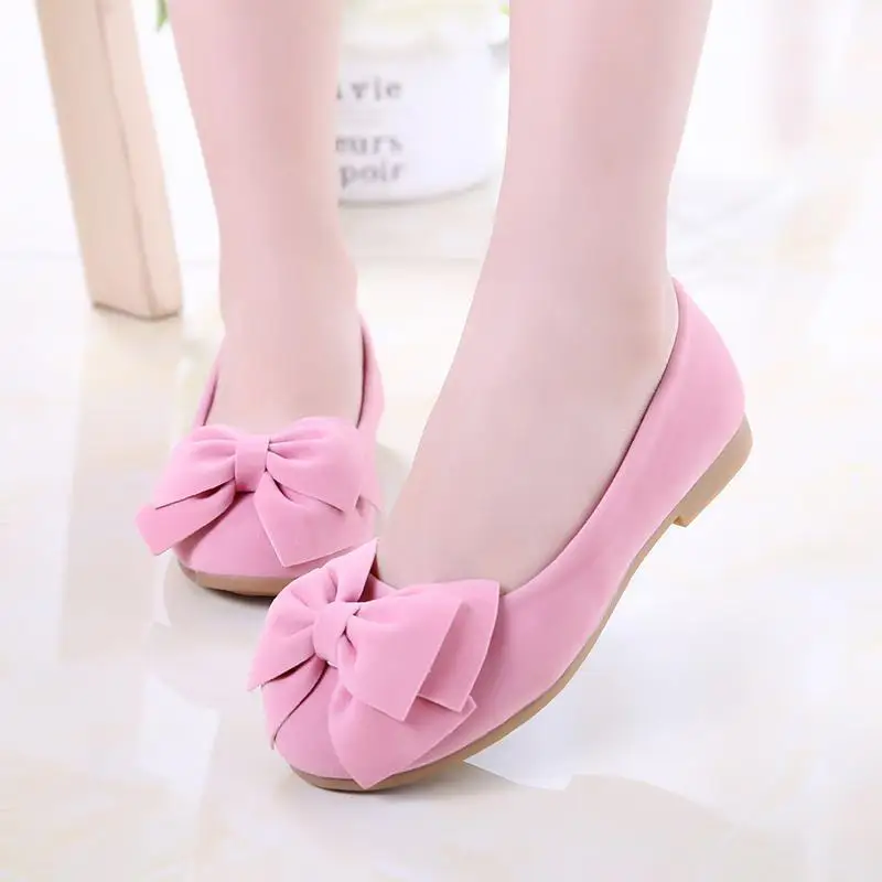 

Spring Autumn Girls Suede Leather Shoes Bow Princess Flats Kids Red Pink Yellow Black Toddler Girls Dress Shoes 3 To 12 Years