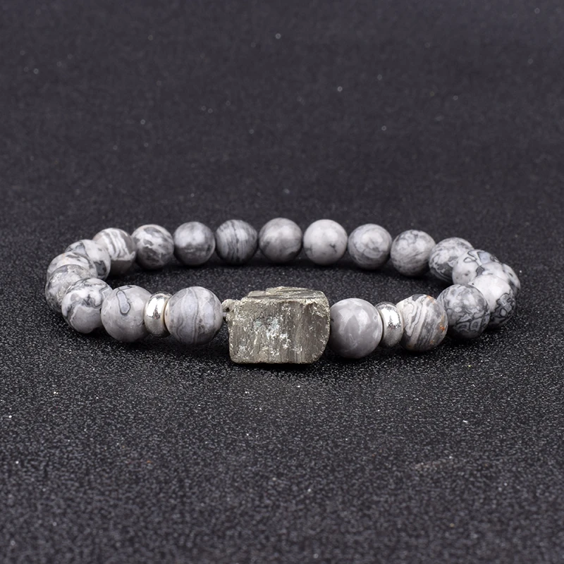 

Fashion Map Stone Bead Bracelets Women Nature Energy Chalcopyrite Picasso Stone Bracelet Meditation Prayer Jewelry Gift Pulseira