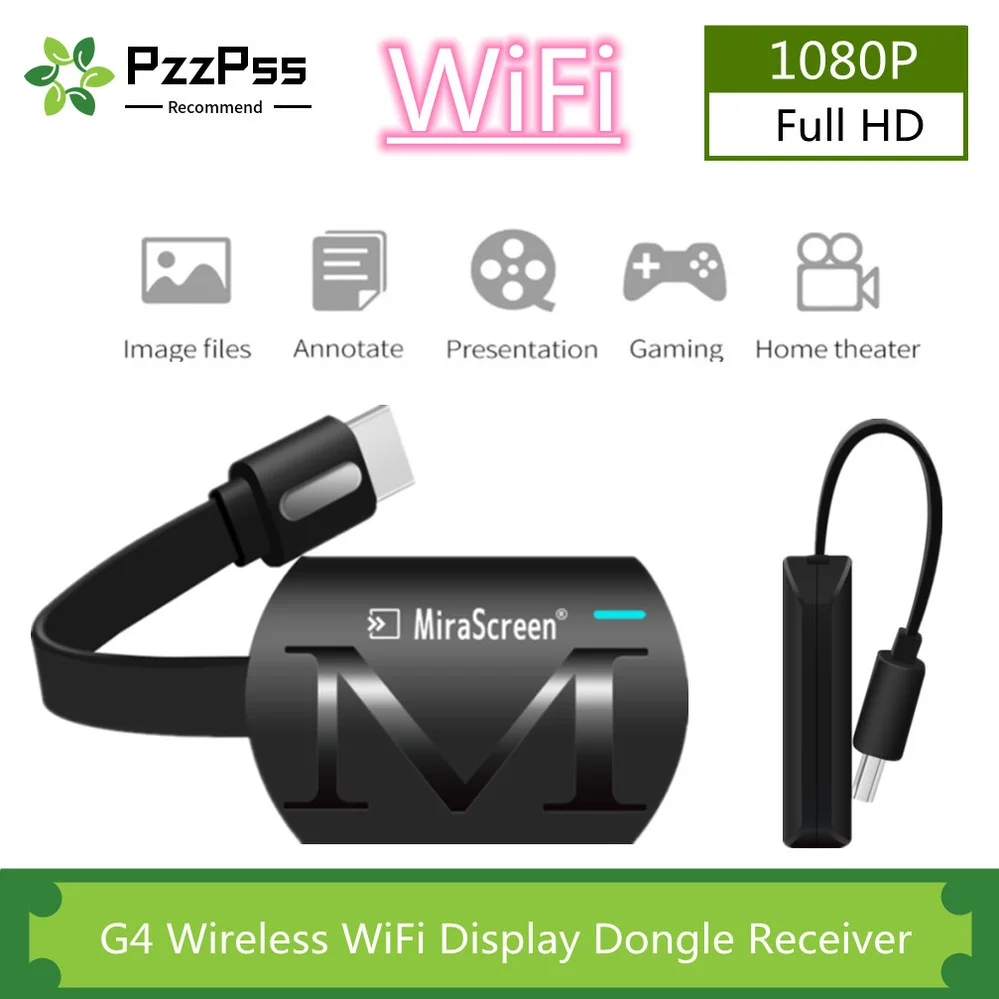 PzzPss G4 Беспроводной Wi-Fi дисплей приемник 1080P HD TV Stick Miracast Airplay отзеркаливание DLNA для