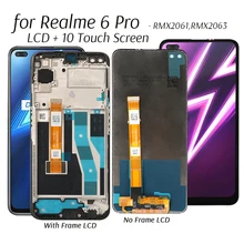 Display For Oppo Realme 6 Pro RMX2061,RMX2063 LCD Display 10 Touch Screen Replacement Tested Phone LCD Screen Digitizer Part