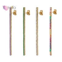 925 sterling silver ear needle colorful crystal earrings for women rainbow long earrings shiny stud earrings wedding jewelry