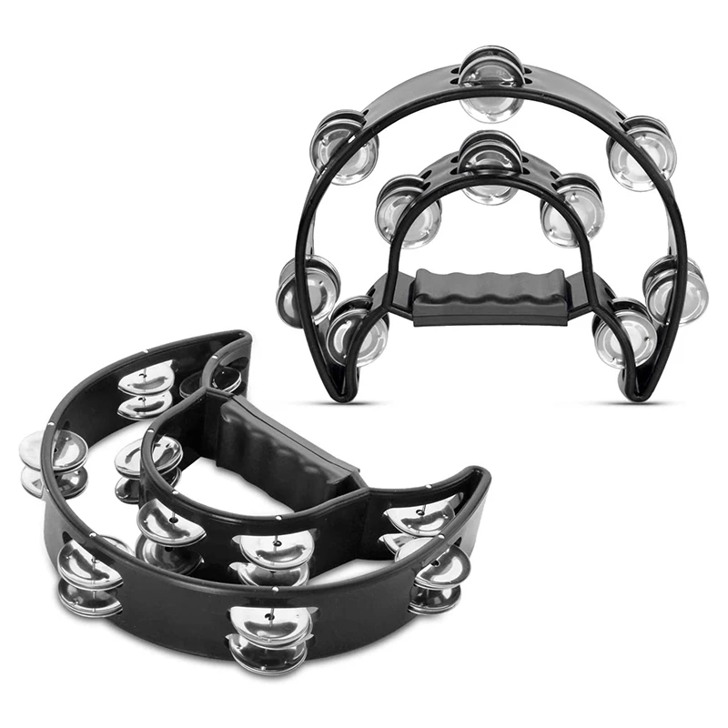 

2Pcs Double Row Tambourine,Metal Jingles Hand Held Percussion Tambourine Musical Instrument Gifts for Kids and Adults