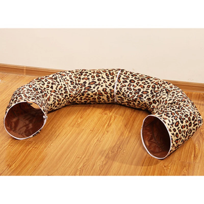 Collapsible Rolling Dragon Pet Amusement Park Cat Channel Drilling Holes Leopard Print Tunnel Interactive Toy Supplies | Дом и сад