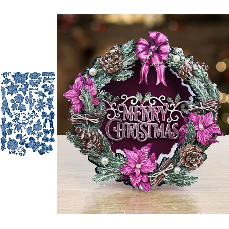 Праздничные 3D высечки с цветами металлические для скрапбукинга и изготовления