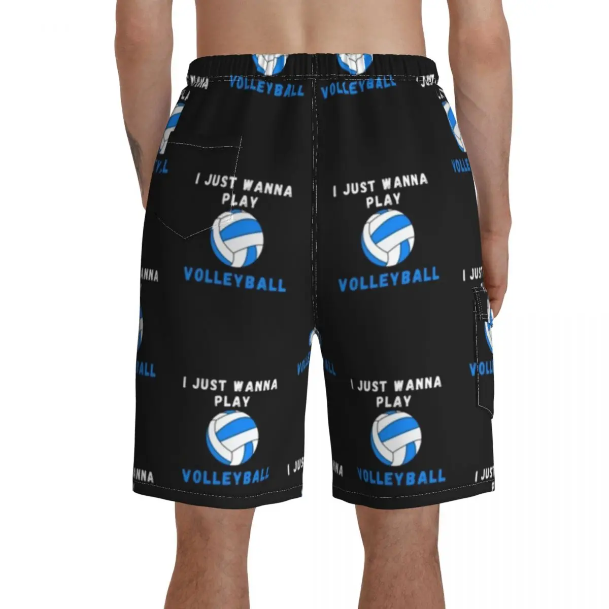 

Volleyball Board Shorts Pattern Beach Swimming Trunks Polyester Men Swim Trunks