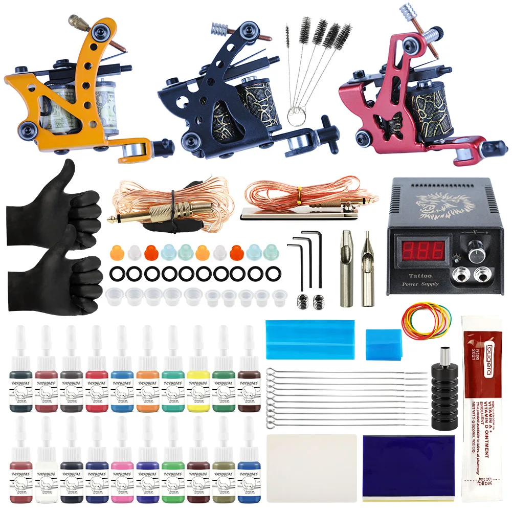 

TATOOINE Shading Lining Tattoo Machine Set Power Supply Needles Inks Permanent Makeup Cartridge Needle For Tattoo Artist