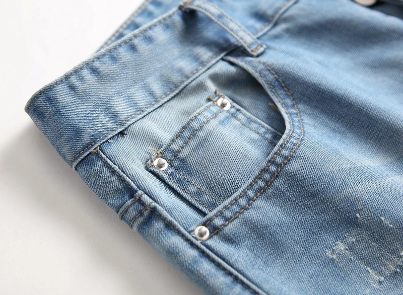 2020 Новое поступление модные брендовые мужские синие джинсы потертые рваные для