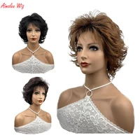 aimolee synthetic wigs short curly hair layered pixie cut blondered wig wig for women