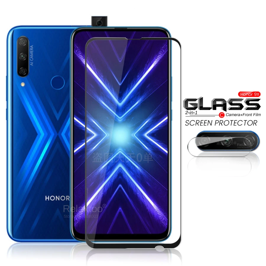 Стекло хонор 9х стекло 2 в 1 камера защитное на honor 9x Премиум 9a 9c 9s бронированный