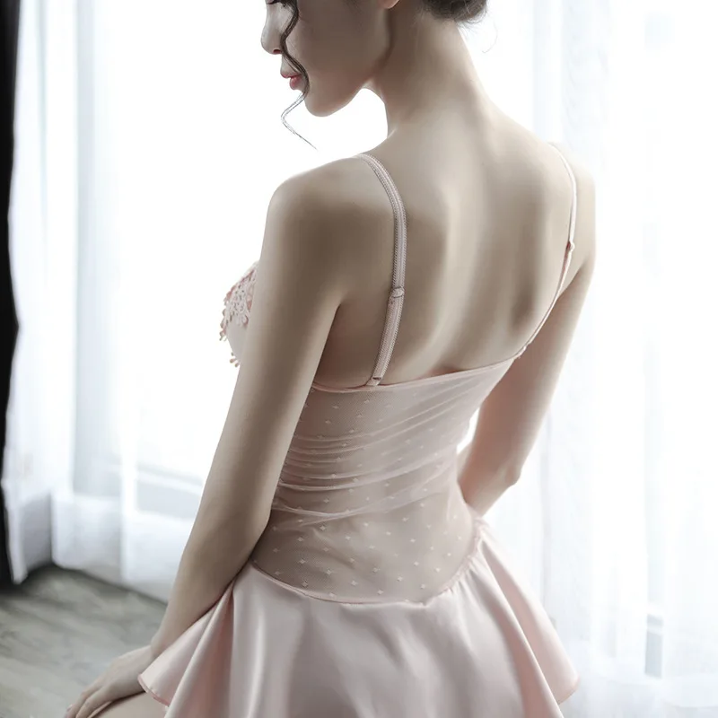 

Sexy Lingerie Women's Temptation Transparent Elastic Section One-Piece Nightdress Lace Pajamas