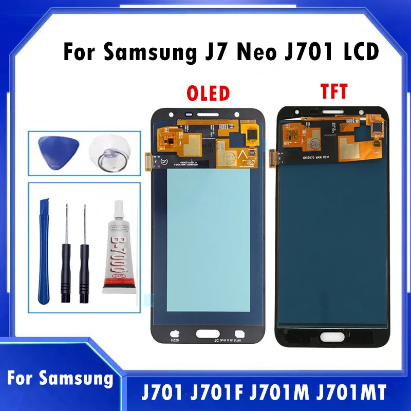 

ЖК-дисплей для Samsung Galaxy J7 neo J701 J701F J701M J701MT, дисплей с сенсорным дигитайзером в сборе для J701, сменный ЖК-дисплей