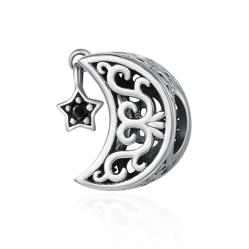 FURUYA, 925 пробы, серебряные подвески, подходят к оригинальному браслету Pandora, ожерелья, секретная планета, луна, звезда, кулон, синее имя, ювелирные изделия - Цвет: SCC483