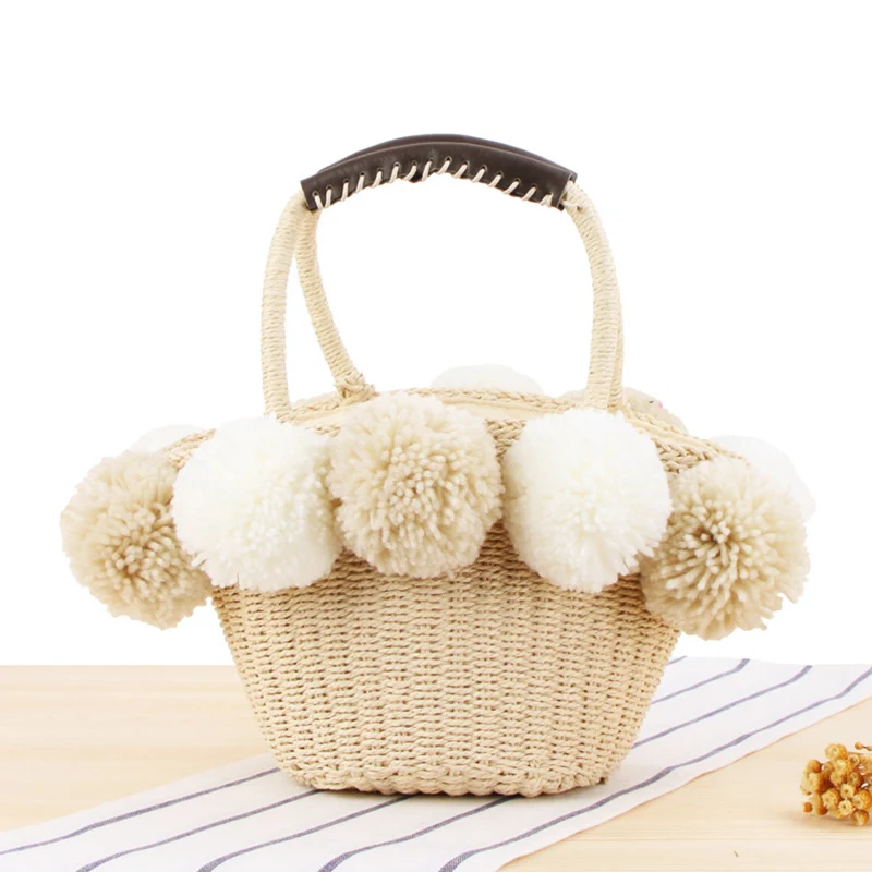 Мяч декоративная соломинка сумка женская летняя пляжная посуды Корзина для