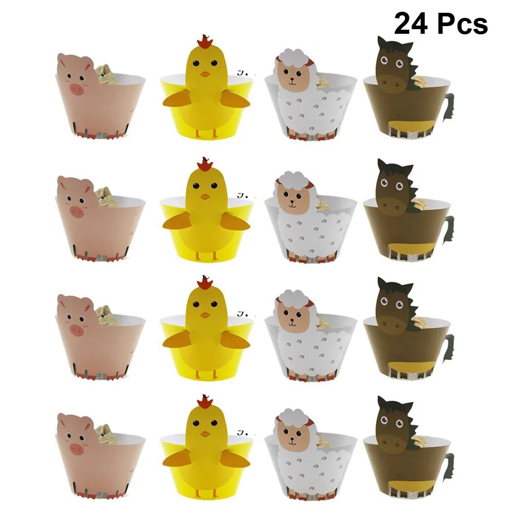 24 шт DIY мультфильм животных Кекс обертки торт бумажные стаканчики чашки для торта
