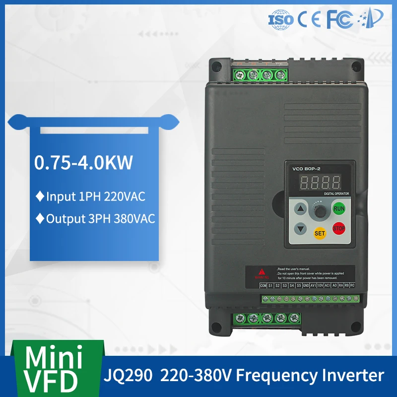 

1 фаза 220 В вход 3 фазы 380 в выходной преобразователь частоты 0,75/1,5/2,2/4 КВТ электродвигатель переменного тока VSD VFD 50 Гц 60 Гц инвертор