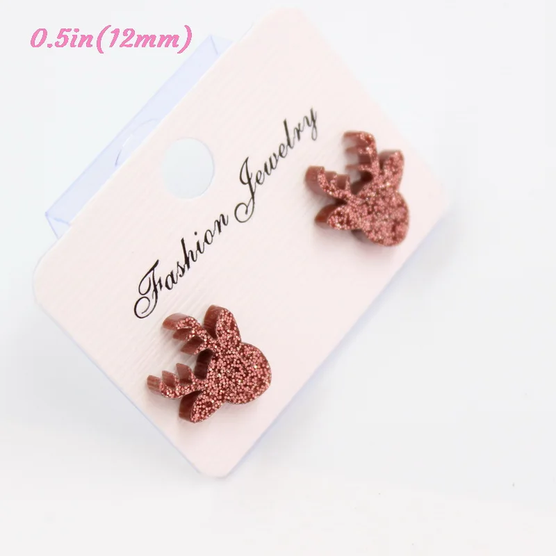 brown glitter-12mm 12 мм блестящие акриловые серьги-гвоздики Имбирная звезда олень индейка снежинки Рождественские серьги-гвоздики серьги без аллергии-ST-1 - Окраска металла: brown glitter-12mm