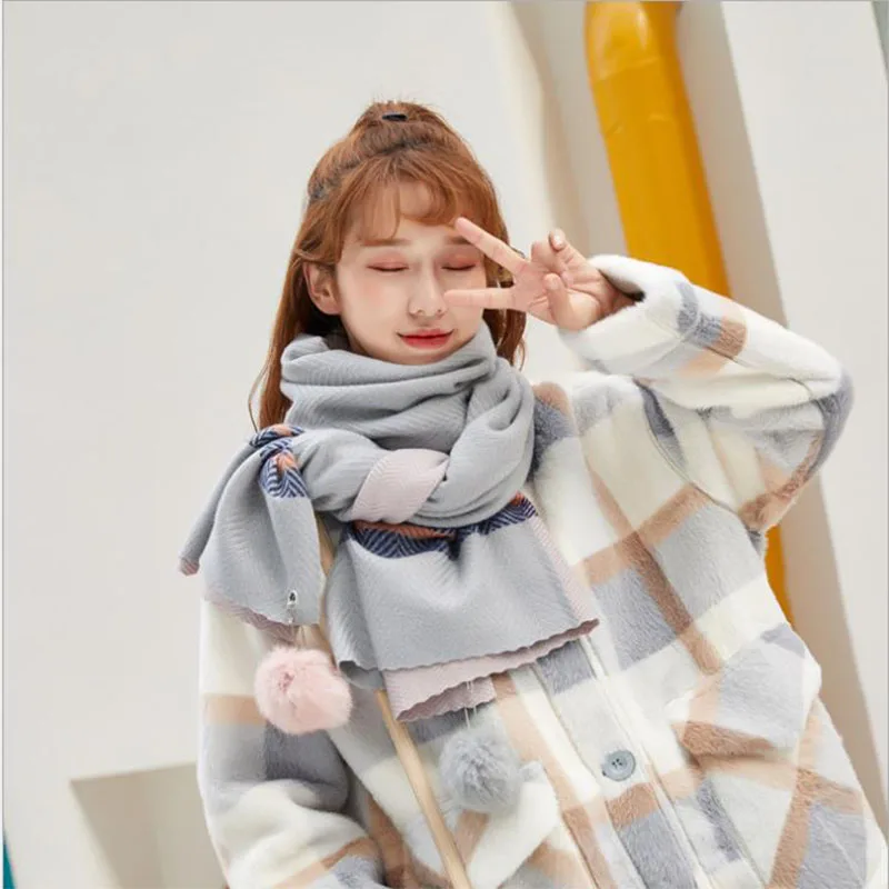 Осень-зима 2019 утолщенный кашемировый шарф с подбором цветов Женская Корейская