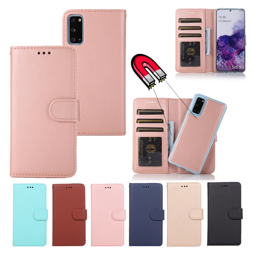 

for Samsung Galaxy S21 Ultra S20 Plus S10e Note 20 10 Removable Case Flip Leather Magnetic 2in1 Full Protection Cover for S8 S9