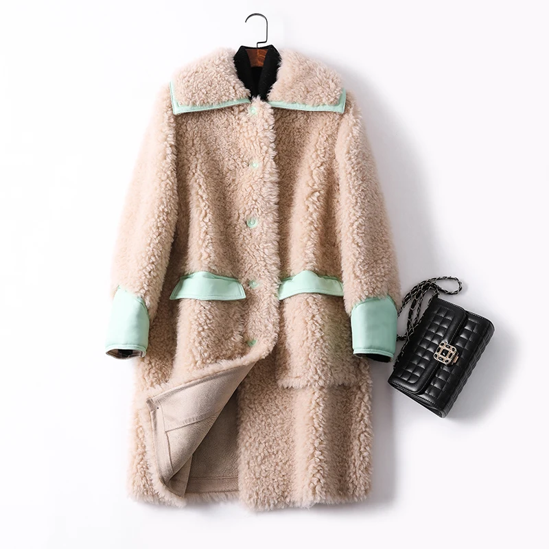 

Женская шерстяная куртка из 100% натурального меха, осенне-зимнее пальто, женская одежда 2020, корейские винтажные топы из овчины, женское манто