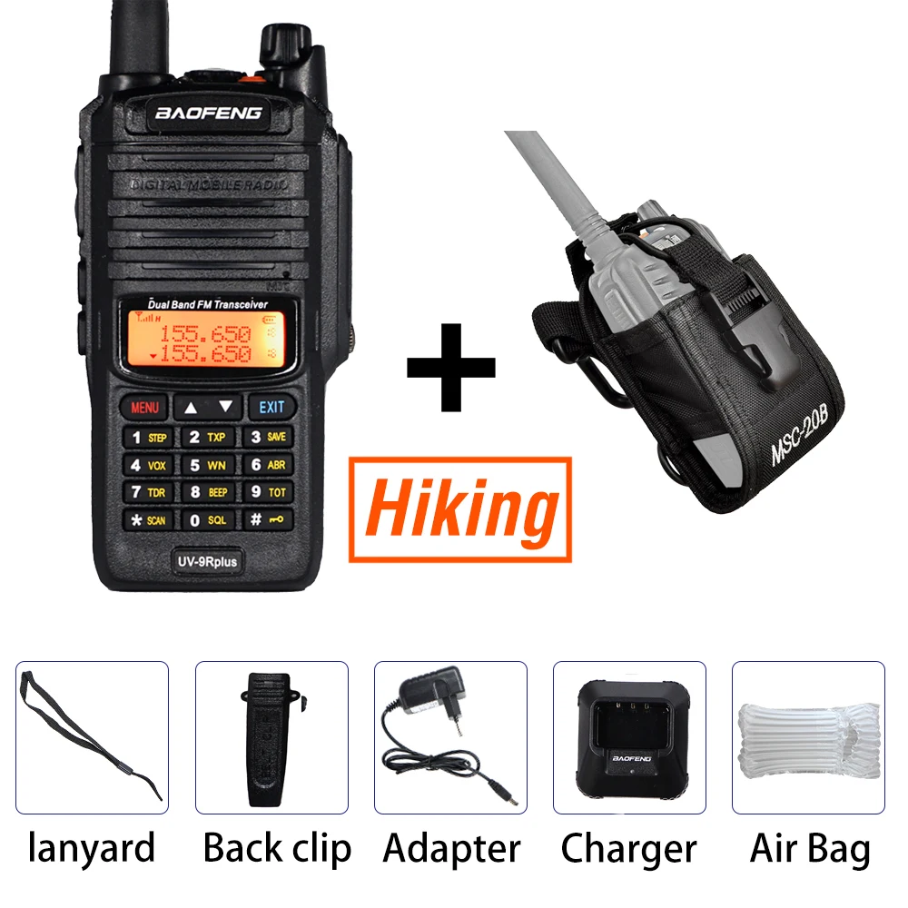 Air with bag Baofeng UV-9R plus Walkie Talkie IP67 Водонепроницаемый главный динамик CB радио FM приемопередатчик UHF/VHF радио 10 Вт 4800 мАч uv 9r plus - Цвет: Air with bag